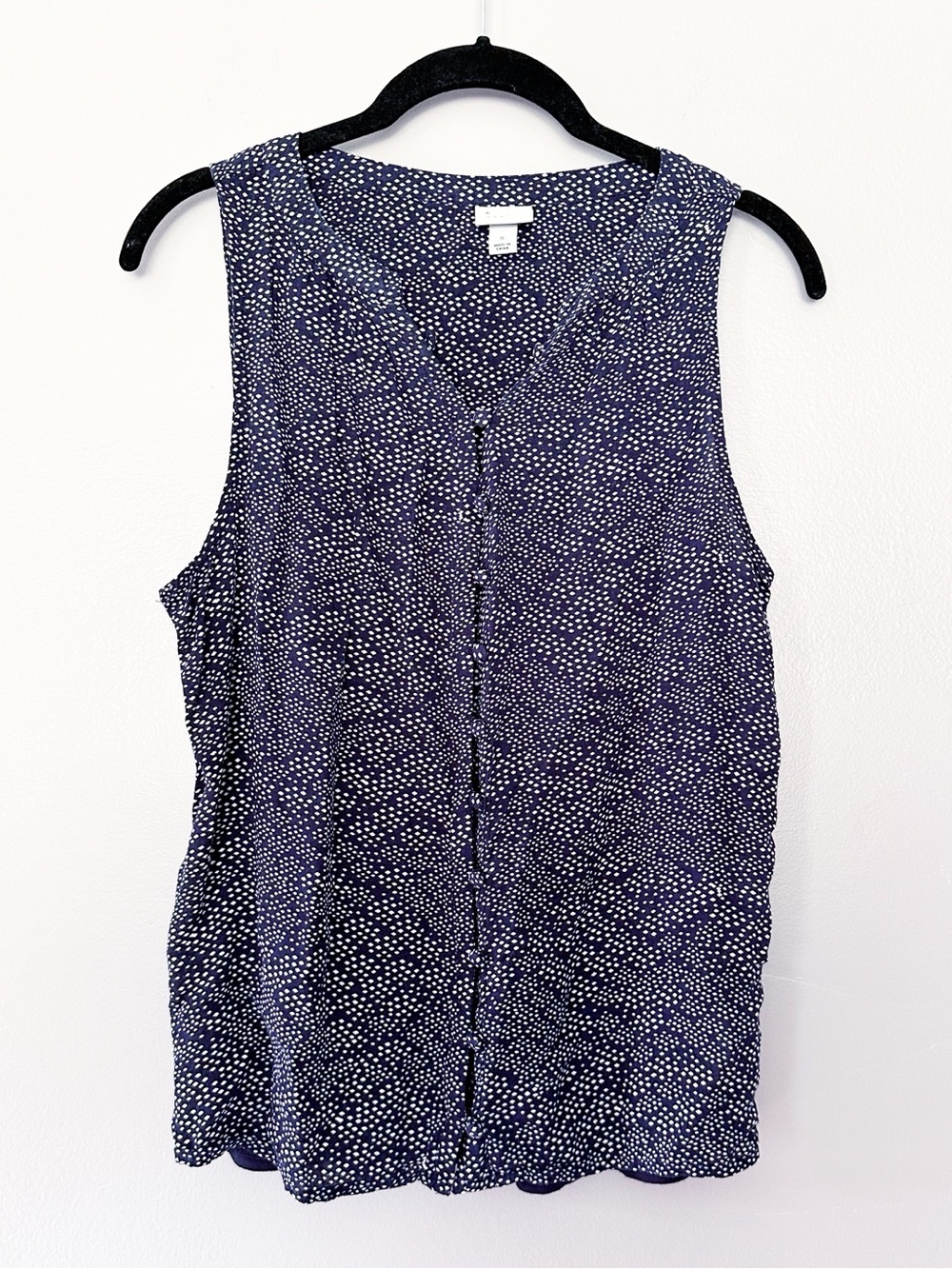 A New Day Navy Micro Dot Sleeveless Blouse Top Size S